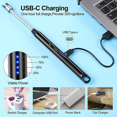 Lighter Long Flexible Electric Arc Usb Rechargeable Windproof Flameless Electronic gas  Lighters