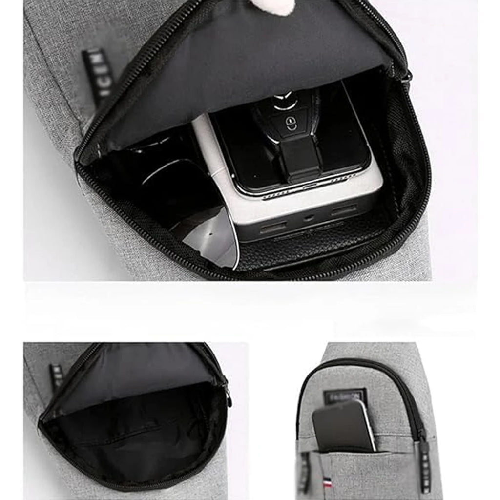 Waterproof Waist Bag Shoulder Bags Usb Charging Earphone Hook Sling Travel Bag (1 Pc)