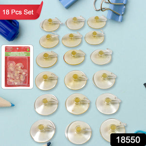 Transparent Rubber Vacuum Sucker Suction Cup Hooks (18 Pcs Set)