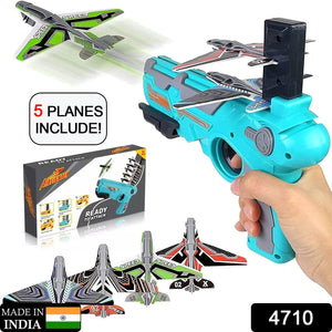 Airplane Launcher Gun Toy With Foam Glider Planes Outdoor Games For Children Best Aeroplane Toys For Kids Air Battle Gun Toys  ( 5 Plane Include )
