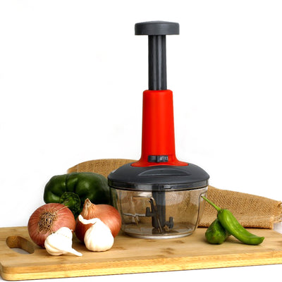 Matte Finish Manual Hand Press Chopper For Kitchen Mini Handy  Compact Chopper With 3 Blades For Effortlessly Chopping Vegetables  Fruits For Your Kitchen.
