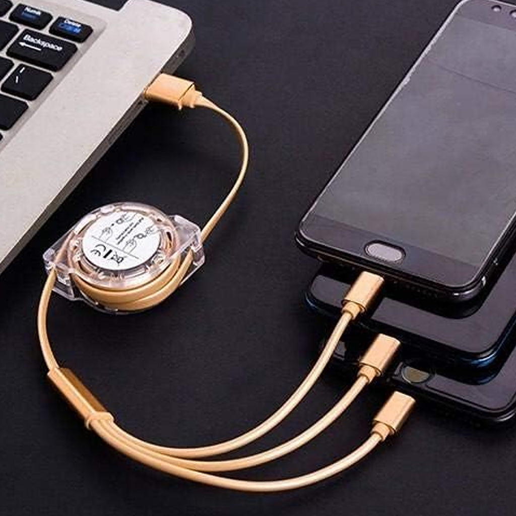 Retractable Charger Charging Cable Micro Usb Cable 3 In 1 Multi Charging Cable Compatible With Phone  Type C  Micro Android Usb And Other Mobile Devices (1 Pc)
