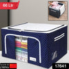 Foldable Steel Frame Clothes Living Storage Organizer Handled Bag Box For Large Size Bedding Blankets Women Saree Toys  Cloth Storage Box  Bag (66 Liter)