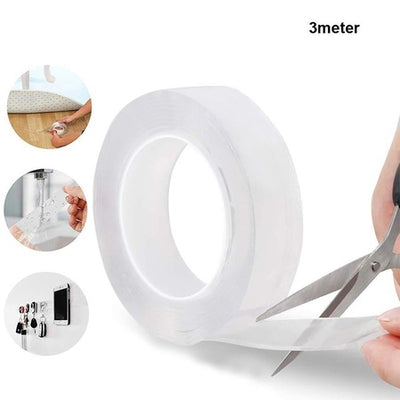Double Sided Nano Adhesive Tape 3 Meter Washable Traceless Nano Gel Tape Multipurpose