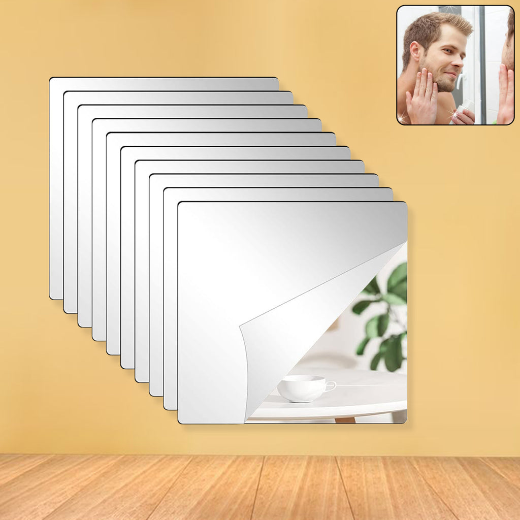 Flexible Acrylic Mirror Set (30x30 Cm  10 Pcs Set)