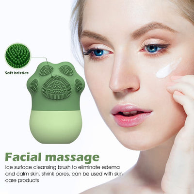 Ice Roller For Face Massage  Eye Anti-leak Silicone Ice Face Roller Ice Mould With Cleansing Brush Ice Facial Roller For Eliminate Edema  Calm Skin Shrink Pore Women Skin Care