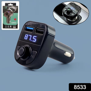 Car-x8 Bluetooth Fm Transmitter Kit For Hands-free Call Receiver  Music Player  Call Receiver  Fast Mobile Charger Ports For All Smartphoneswith 3.1a Quick Charge Dual Usb Car Charger