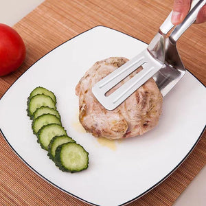 Multifunction Cooking Serving Turner Frying Food Tong. Stainless Steel Steak Clip Clamp Bbq Kitchen Tong.