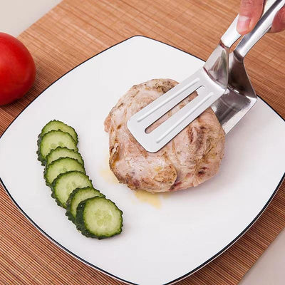 Multifunction Cooking Serving Turner Frying Food Tong. Stainless Steel Steak Clip Clamp Bbq Kitchen Tong.