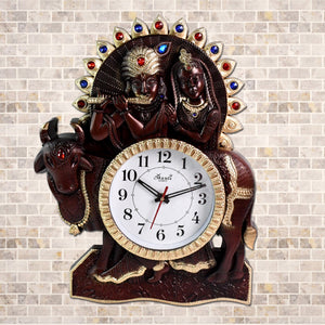 Analog Latest Stylish New Models Wall Clock With God Radha Kishan Frame
