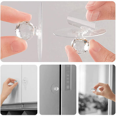 Clear Cabinet Drawer Knobs  Hook Diamond Crystal Shaped Pulls Handles For Wardrobe Kitchen Cupboard Bathroom Dresser Furniture Door Window (1 Pc)