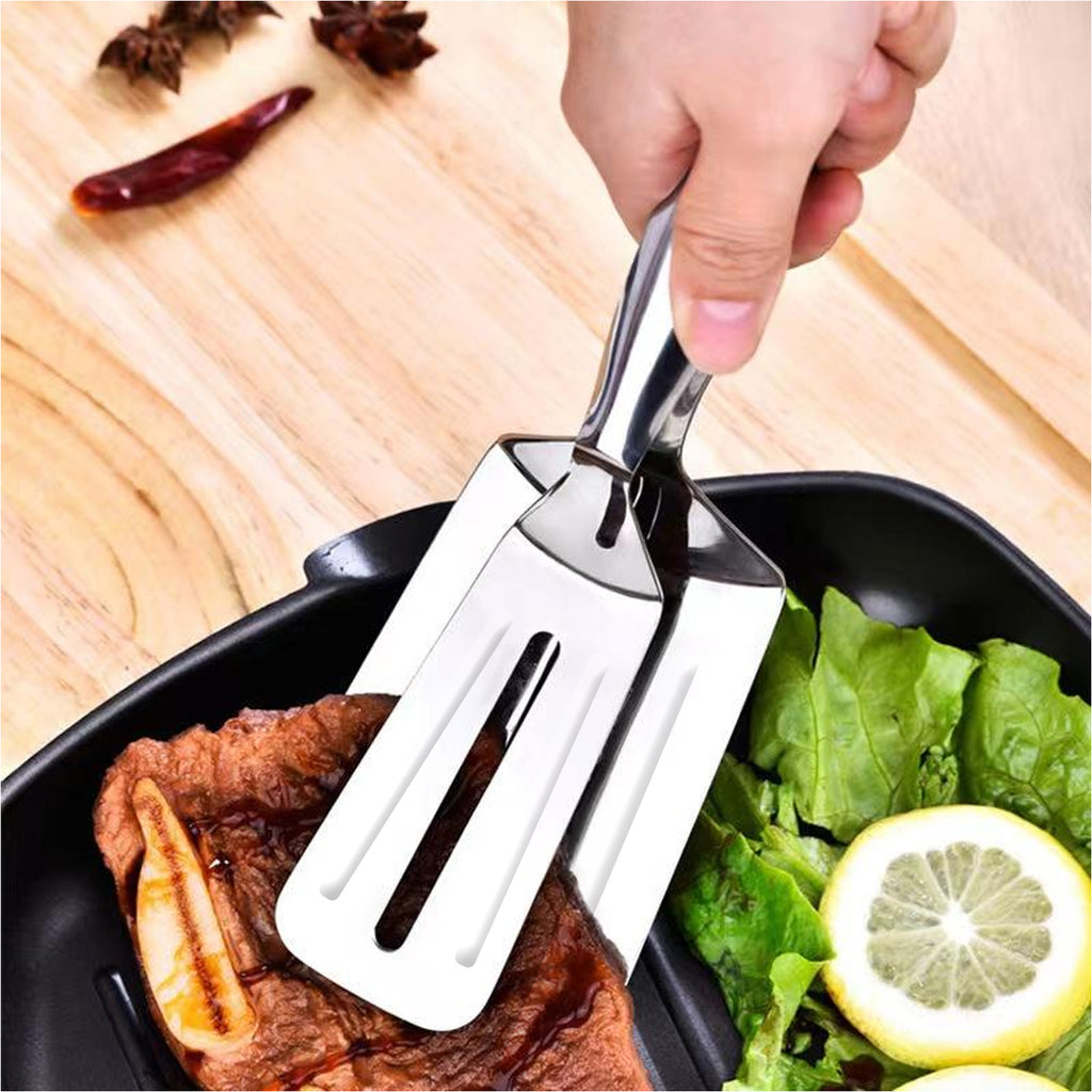 Multifunction Cooking Serving Turner Frying Food Tong. Stainless Steel Steak Clip Clamp Bbq Kitchen Tong.