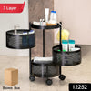 Metal Round High Quality Kitchen Trolley With Wheels (3 Layer  1 Pc)a
