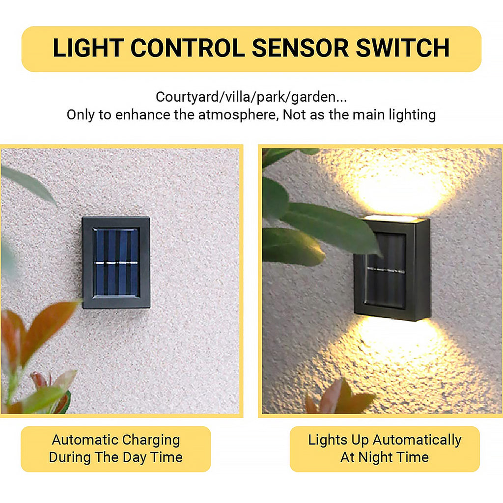 Solar Wall Lights Small Fence Lights Solar Powered Up Down Led Porch Light Garden Lights Outdoor Solar Landscape Lights Waterproof Light (1 Pc)