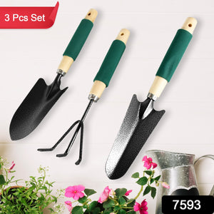 Gardening Tools - Hand Cultivator Trowel Heavy Duty With Ergonomic Wooden Handle For Transplanting And Digging (3 Pcs Set)