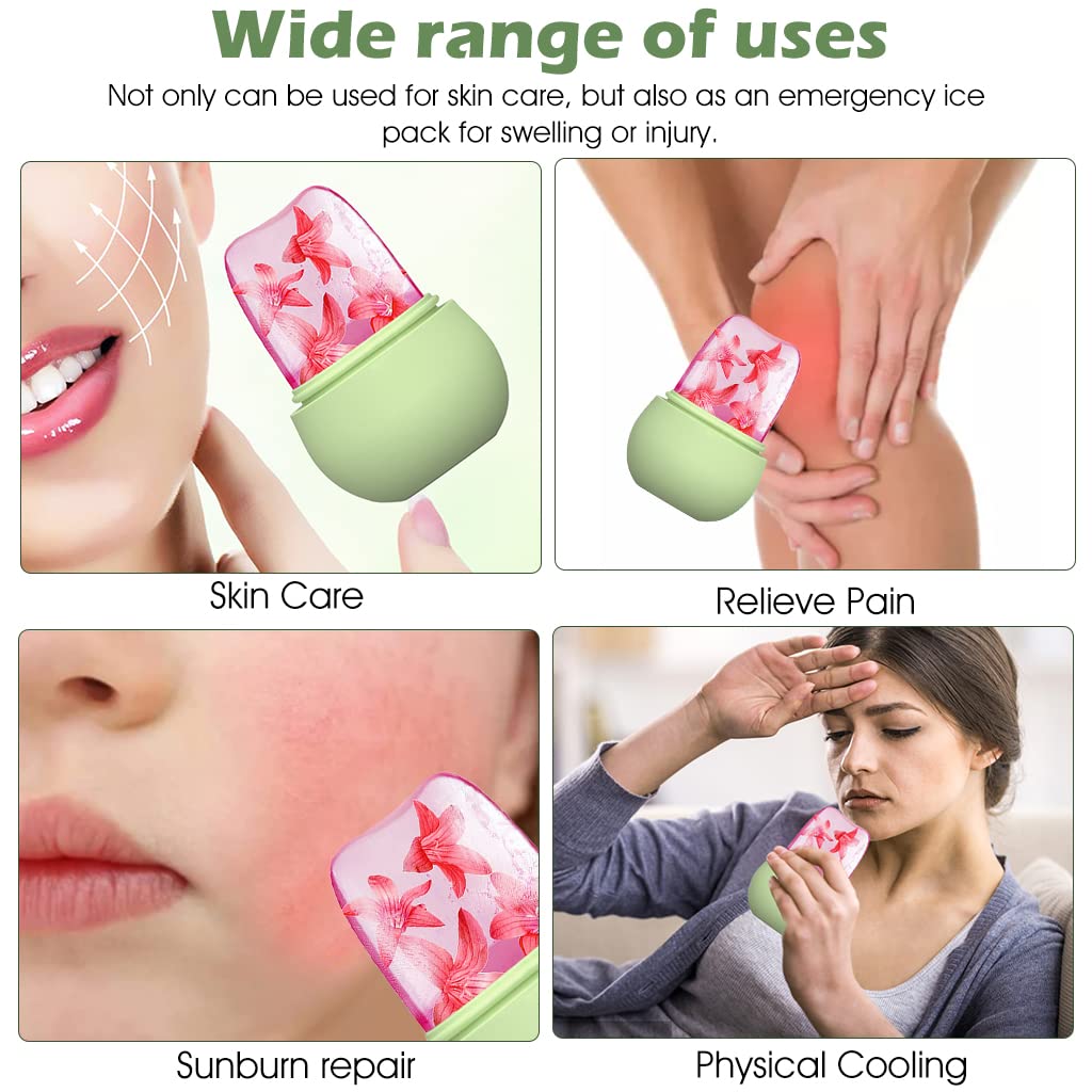 Ice Roller For Face Massage  Eye Anti-leak Silicone Ice Face Roller Ice Mould With Cleansing Brush Ice Facial Roller For Eliminate Edema  Calm Skin Shrink Pore Women Skin Care