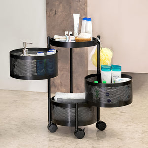 Metal Round High Quality Kitchen Trolley With Wheels (3 Layer  1 Pc)a