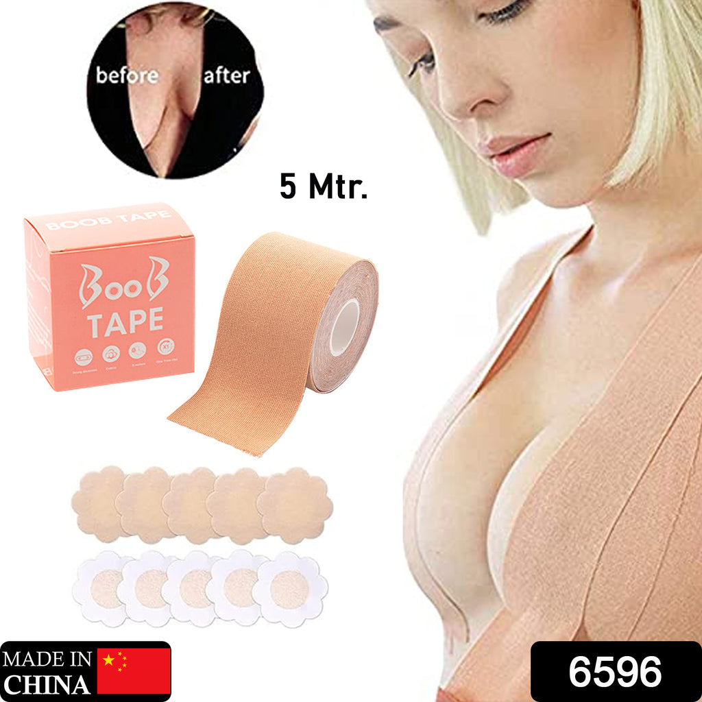 Boob Tape With 10 Pairs Nipple Cover Cotton Wide Thin Breast Tape - Womens  Girls Breast Lift Booby Tape - Push Up  Lifting Tape - Suitable For All Breast Types - Breast Lift Bra Tape - Bob Tape For Natural Breast Lift (1 Pc 5 Meters)
