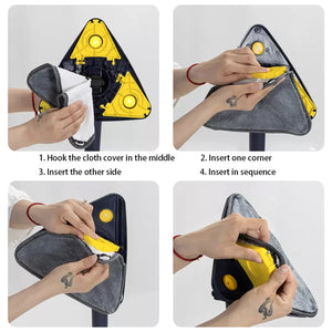 Rotatable Adjustable Triangle Cleaning Mop Triangle Mop With Stainless Steel Long Handle Push-pull Squeezing Cleaning Mop Dry  Wet Mop For Floor Windows (1 Pc)