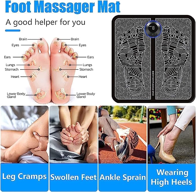 Ems Foot Massager Electric Feet Massager Deep Kneading Circulation Foot Booster For Feet And Legs Muscle Stimulator Folding Portable Electric Massage Machine