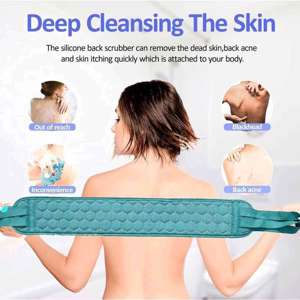Bath Shower Set Scrubber Loofah Sponge Pouf Bath Brush Extra Long Dual Sided Scrubber Long Lasting Deep Clean Super Soft Body Scrubber For Men Woman (2 Pcs Set)