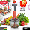 Matte Finish Manual Hand Press Chopper For Kitchen Mini Handy  Compact Chopper With 3 Blades For Effortlessly Chopping Vegetables  Fruits For Your Kitchen.